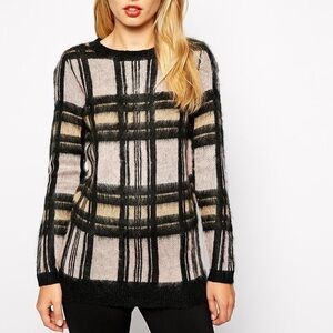 NEW ASOS WAREHOUSE PLAID SWEATER TOP SZ US 2 UK 6